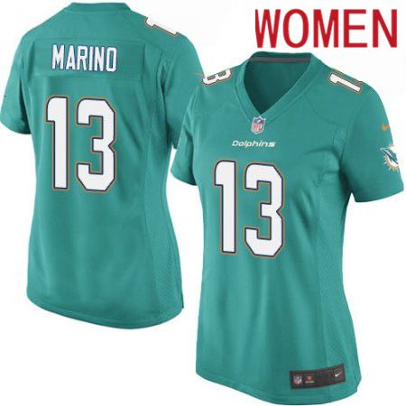 Women Miami Dolphins 13 Dan Marino Nike Green Game NFL Jersey